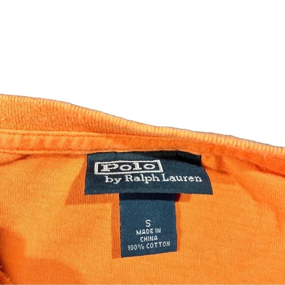 Lot Of 2 Polo Ralph Lauren Orange & Navy Short Sleeve Pony V-Neck T-Shirts Sz Sm - Picture 10 of 16